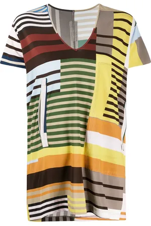 Rick Owens Playera con cuello en V y diseño colour block