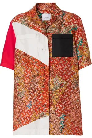 Burberry Camisa de seda con monograma estampado