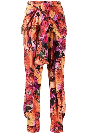 Stella McCartney Mujer Capri o pesqueros - Pantalones de seda con estampado floral
