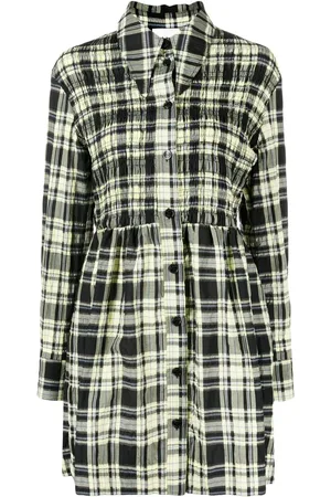 Ganni Vestido camisero con motivo de cuadros