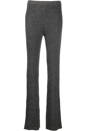 Alberta Ferretti Pantalones rectos tejidos de canalé