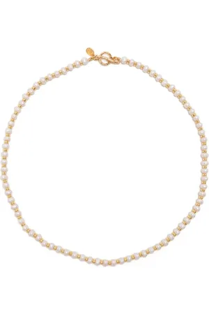 Dower and Hall Collar de cadena bañado en oro con perlas