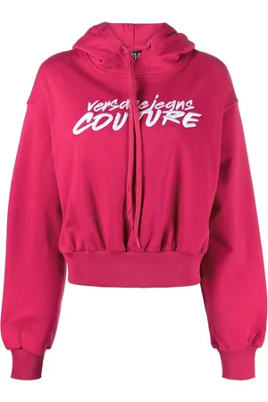 VERSACE Hoodie corta con logo bordado