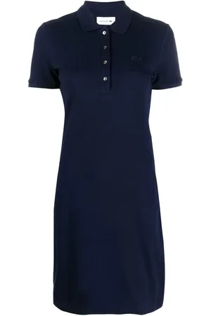 Lacoste Vestido estilo playera tipo polo con parche del logo