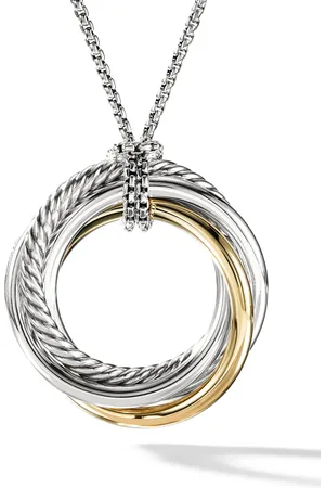 David Yurman Collar Crossover en oro amarillo de 14kt y plata de ley con dije de 37mm