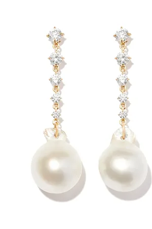 Lizzie Mandler Arete Éclat en oro amarillo de 18kt con perla y diamante