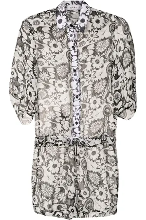 AMIR SLAMA Jumpsuit corto de seda con estampado floral