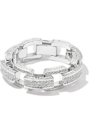 Shay Anillo Deco Link en oro blanco de 18kt con diamantes