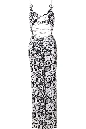 AMIR SLAMA Vestido con aberturas y estampado floral