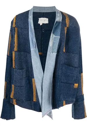 GREG LAUREN Abrigo corto con diseño patchwork