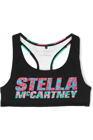 Stella McCartney Top corto floral con logo estampado