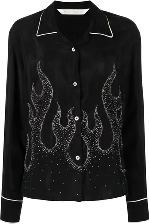 Palm Angels Camisa con bordado de flamas