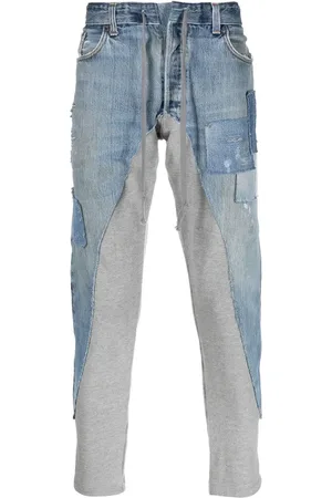 GREG LAUREN Jeans capri con detalle patchwork