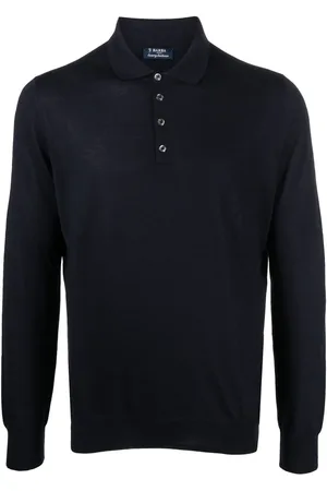 BARBA Playera tipo polo tejida manga larga