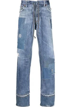 GREG LAUREN Jeans rectos con detalle patchwork