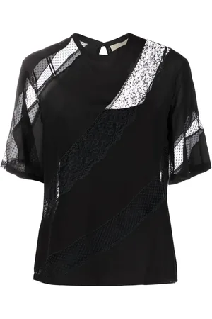 Elie saab Playera de tejido con panel de encaje