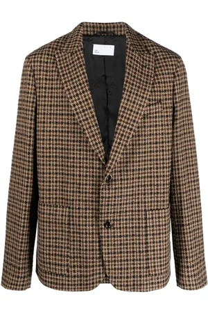4SDESIGNS Blazer con botones y cuadros estampados