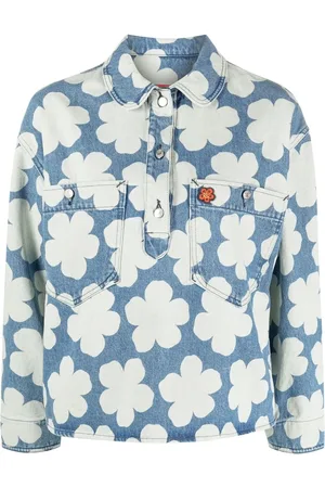 Kenzo Playera tipo polo de mezclilla con motivo Hana Dot