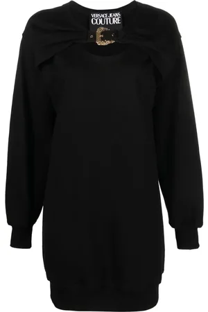 VERSACE Vestido estilo sudadera con logo y hebilla
