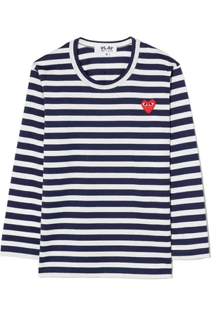 Comme des Garçons Playera a rayas con parche del logo