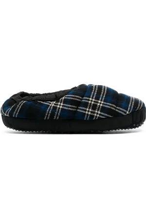 Emporio Armani Slippers con logo bordado y cuadros tartán