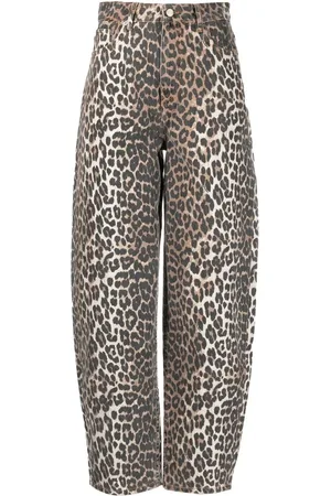 Ganni Jeans tapered con estampado de leopardo