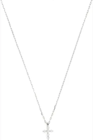 DJULA Collar con dije de cruz en oro blanco de 18kt con diamantes