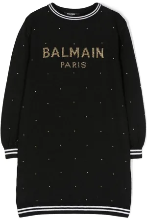 Balmain Vestido corto con logo en intarsia