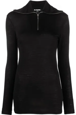 Jil Sander Top tejido con logo estampado y cuello vuelto