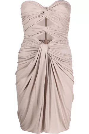 Saint Laurent Vestido strapless con detalle fruncido