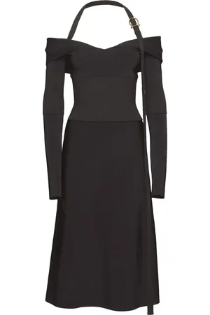 Salvatore Ferragamo Vestido midi con hombros descubiertos