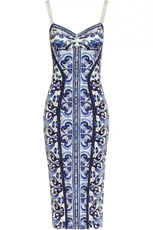 Dolce & Gabbana Mujer Estampados - Vestido tipo bustier con estampado Mayólica