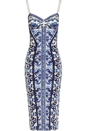Dolce & Gabbana Vestido tipo bustier con estampado Mayólica