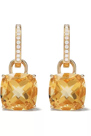 Kiki Mcdonough Arracadas Kiki Classics en oro amarillo de 18kt con diamantes y citrino