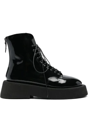 MARSÈLL Botas de charol con agujetas y tacón de 55mm