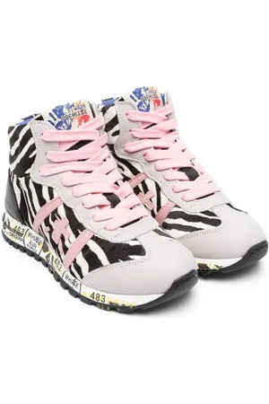 Premiata Tenis altos con estampado de cebra