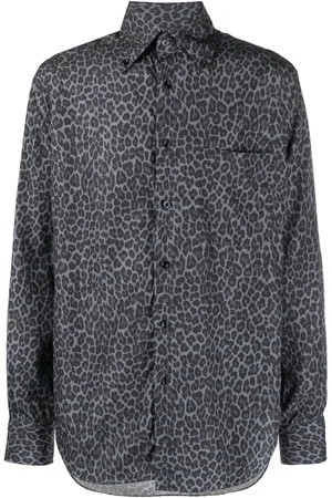 Tom Ford Camisa manga larga con estampado de leopardo