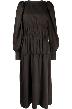 GOEN.J Vestido midi fruncido con mangas farol