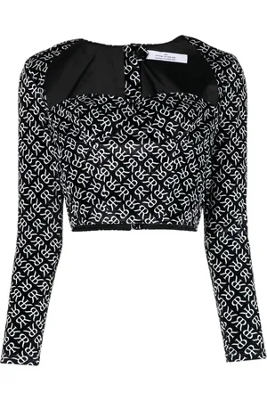 Rokh Top estilo corset con monograma estampado