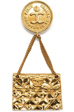 CHANEL Broche para bolsa bañado en oro 1993