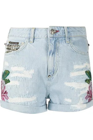 Philipp Plein Shorts de mezclilla con bordado