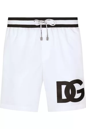 Dolce & Gabbana Shorts de playa con cordones en la pretina y logo estampado