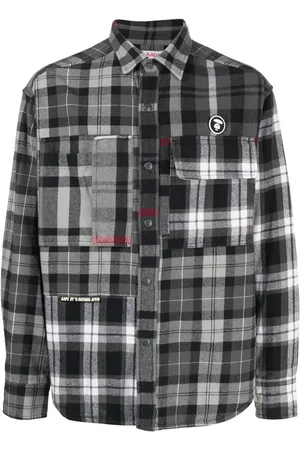 A Bathing Ape Playera con motivo de cuadros y parche del logo