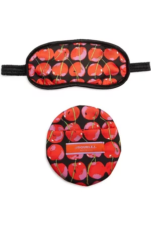La DoubleJ Estuche y antifaz para dormir con cerezas estampadas