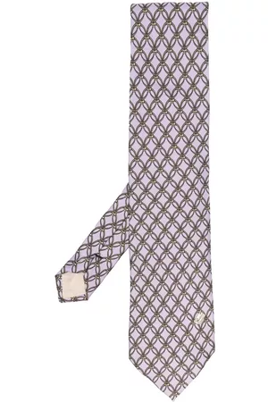 Gucci Corbata de seda con estampado de estribo 2000