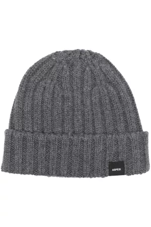 Aspesi Gorro tejido de canalé con parche del logo