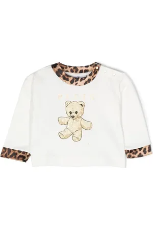 Philipp Plein Top con ribete de leopardo y estampado Teddy Bear