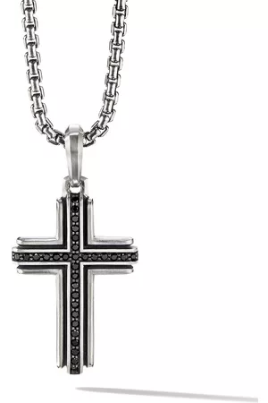 David Yurman Dije Deco Cross en plata de ley con diamante de 34mm