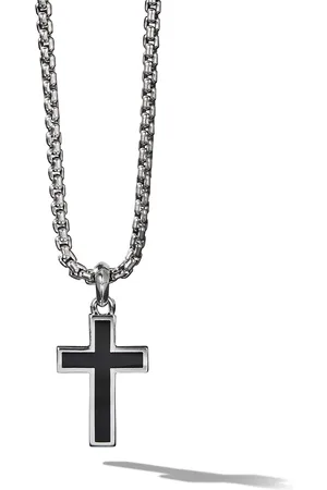 David Yurman Dije Exotic Stone Cross en plata de ley con ónix de 26mm