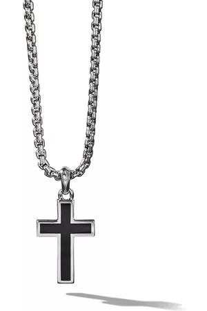 David Yurman Dije Exotic Stone Cross en plata de ley con ónix de 26mm